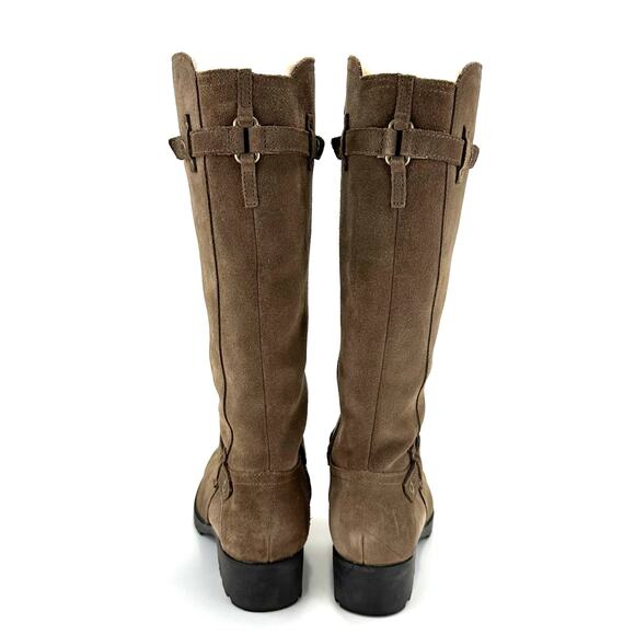 UGG Australia Winter Knee High Tall Riding Boot Size 7 Tan Suede Wool Lining - Picture 5 of 13